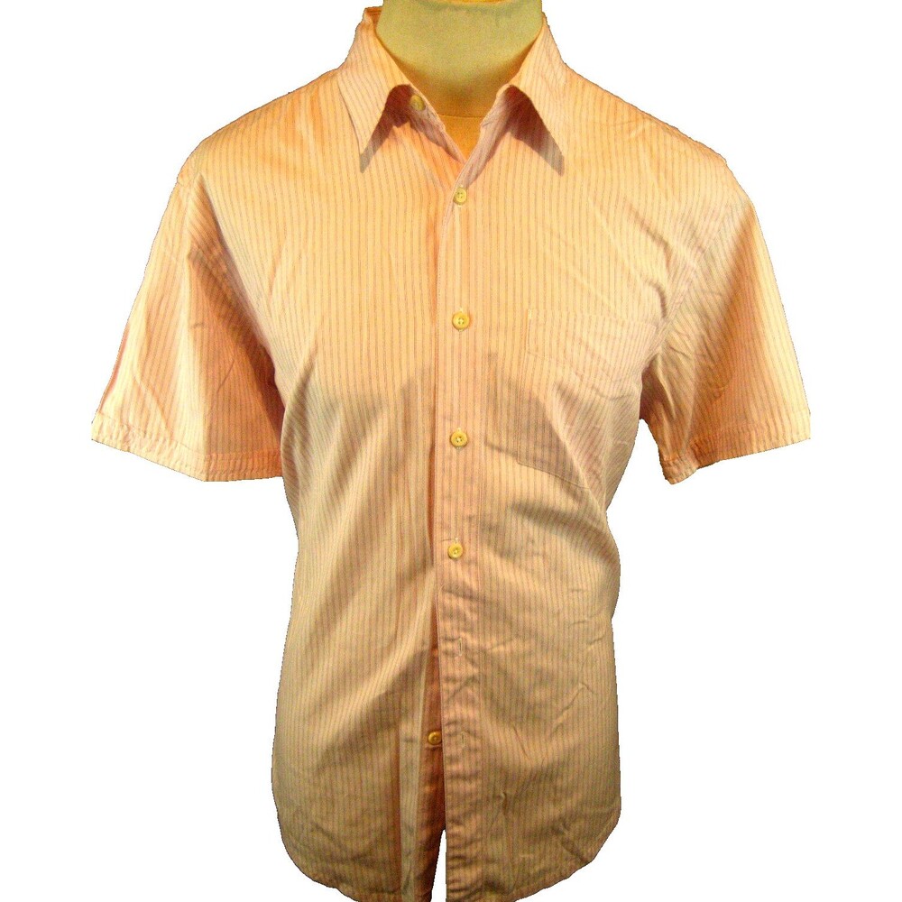 Mens Indigo Palms Pink Stripe SS Cotton Casual Shirt sz L